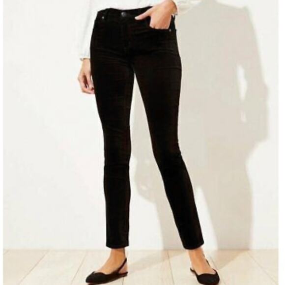 LOFT Modern Skinny Black Velvet Jeans Pants Women’s Size 6/28 - Picture 1 of 10